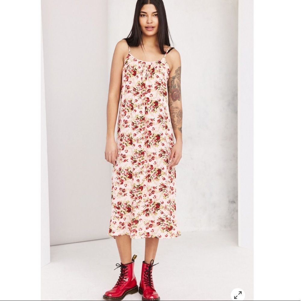 NWT Urban Outfitters‎ Shirred Gauze Midi Slip Dress